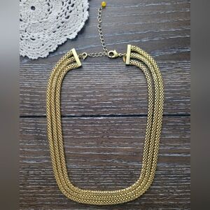 AVON vintage signed SAQ gold tone multi layered snake chains necklace choker